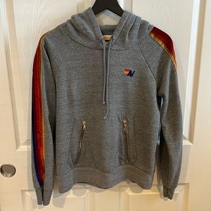 Aviator nation hoodie sweatshirt, size S, grey with velvet stripes